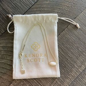 Elisa Gold Pendant Necklace in White